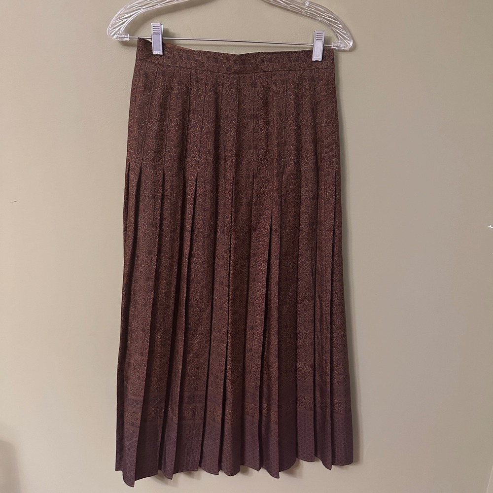 Alcott & Andrews Pleated Paisley Silk Maxi Skirt Women's Sz 10 Preppy‎ 28" Waist